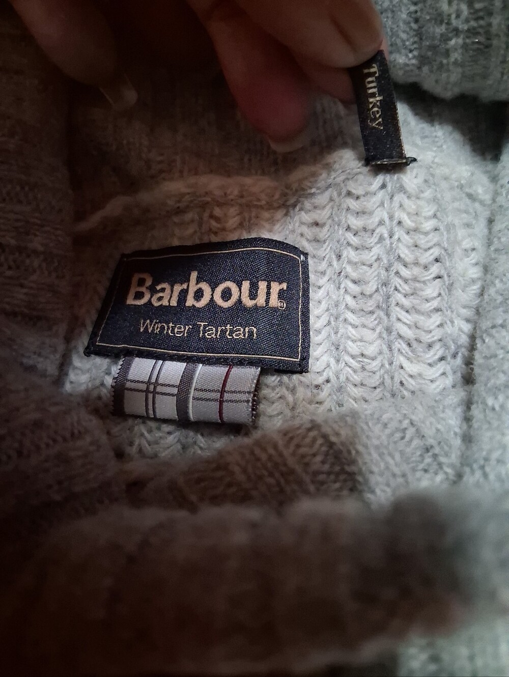 Barbour Gray Ribbed Cowl Neck Poncho Sweater, Wool Blend, Small - Picture 2 of 9